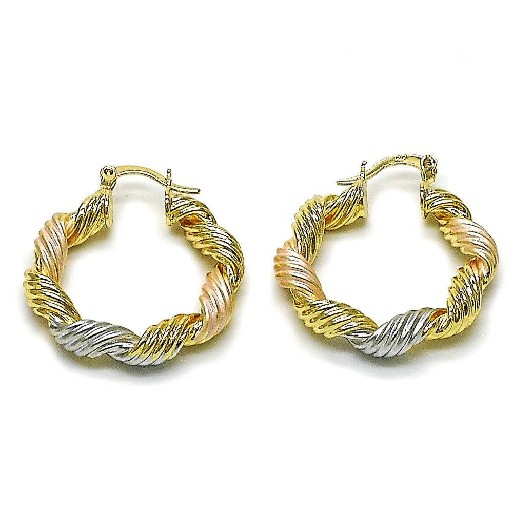 Twisted tri color hoops EA283
