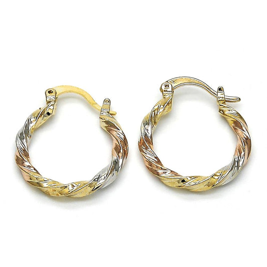 Tri-Color Twisted Hoop Earrings