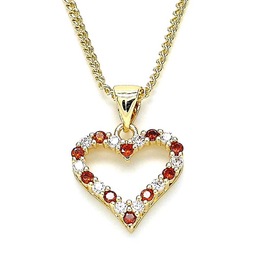 Heart necklace red and white HE485