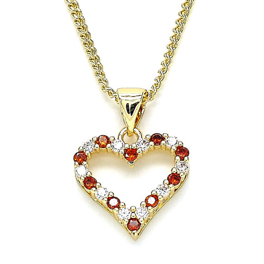Heart necklace red and white HE485